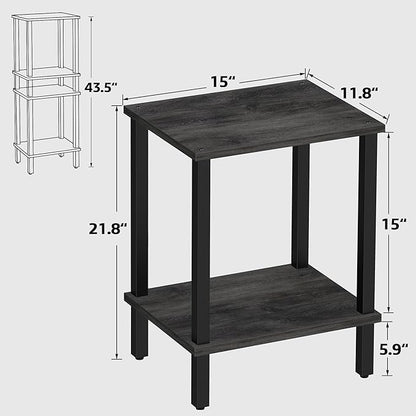 TUTOTAK End Table, Side Table, Nightstand, 2-Tier Storage Shelf, Sofa Table for Small Space, Living Room, Bed Room, Charcoal Grey TB01BY034