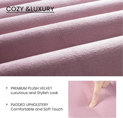 SHA CERLIN Queen Bed Frame/Velvet Upholstered Platform Bed Frame with Headboard/Strong Wood Slats Support/Mattress Foundation/No Box Spring Needed - Pink