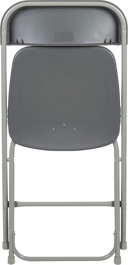 Flash Furniture Hercules Series Plastic Folding Chair - Grey - 650LB Weight Capacity Comfortable Event Chair - Lightweight Folding Chair
