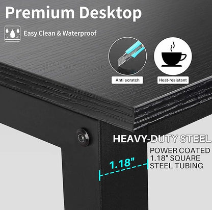 Aquzee Computer Desk with Hutch and Bookshelves, Large Leg Room 47 inch Width Black Desk with Space Saving Storage Shelves for Home Office,Study, Work, Easy Assemble