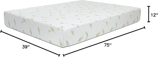 NapQueen Twin Size Green Tea Infused Memory Foam Mattress, 12 Inch, CertiPUR-US Certified