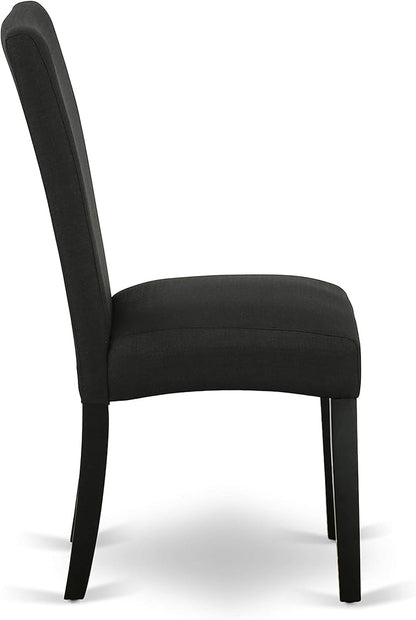 East West Furniture X697DR124-5 5 Piece Dining Room Furniture Set Includes a Rectangle Dining Table with X-Legs and 4 Black Color Linen Fabric Upholstered Chairs, 40x72 Inch, Multi-Color