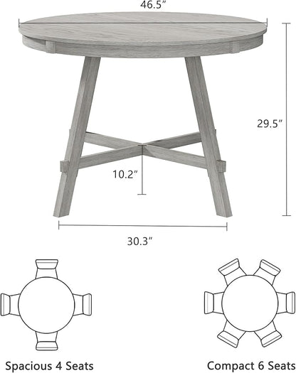 5-Piece Solid Wood Dining Table Set for 4, Modern Breakfast Dinette Kitchen Table with Chairs for Dining Room, Kitchen, Grey