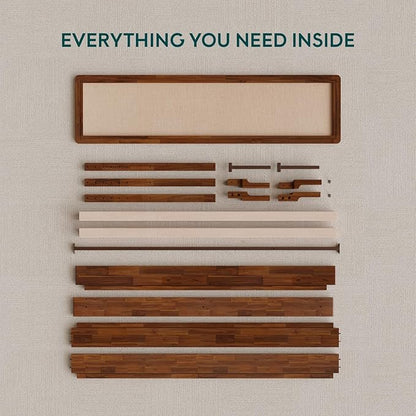 Nipe Platform Bed Frame with Headboard Size King - Dark Chocolate - Solid Acacia