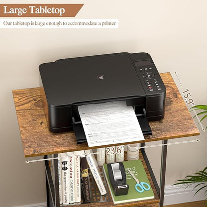 Small Filing Cabinet with Lock, Printer Stand with File Storage, Rolling Locking File Cabinet with Drawer Vertical File Cart with Wheels, Lockable Filing Cabinet for Home Office