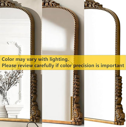 SHYFOY Antiqued Wall Mirror Decorative Vintage Mirrors for Wall Decor, Baroque Wall Mirrors Ornate Arch Mantel Mirror for Living Room Entryway Powder Room, Bronze Dark-Gold Wall Decor, MDF Backing