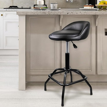 SMART JERRY - Garage Shop Stools, Counter Height Bar Stools, Swivel Barstools Height Adjustable, Work Bench Stool with Back, Kitchen Bar Height Chairs, Black (330lb Weight Capacity)