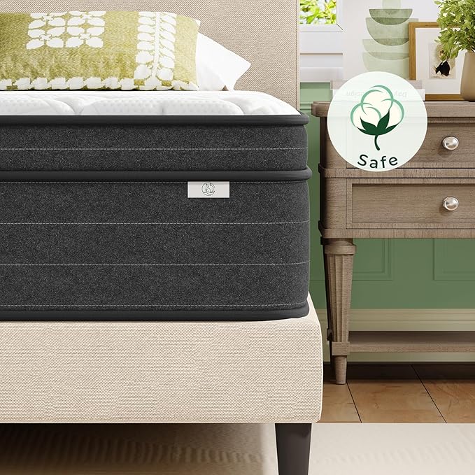 XL Twin Mattress 12 Inch in a Box - Memory Foam & Pocket Spring Bed Mattress for Back Pain Relief, Cool Breathable Fiberglass-Free Cover, Medium Firm, CertiPUR-US Certified