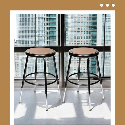 OEF Furnishings (2 Pack Height Adjustable Steel Stools, Black, 19-27"