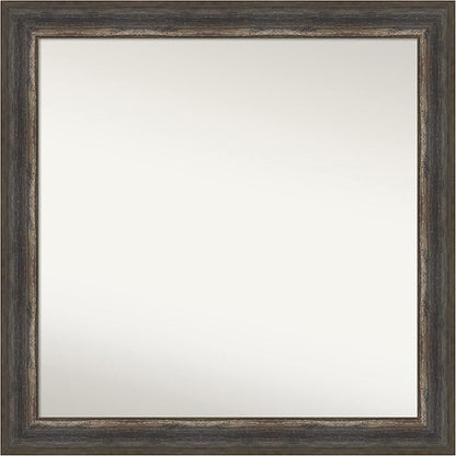 Amanti Art Brown Bathroom Mirror for Over Sink, 31x31 Alta Medium Brown Square Vanity Mirror, Large Country Rustic Frame, Hangs Horizonally and Vertically, Bathroom Wall Decor, Non-Beveled Edge