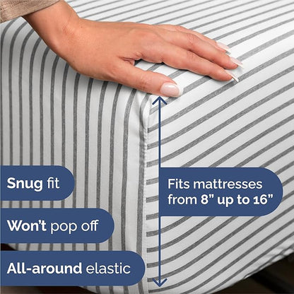 King Size 4 Piece Sheet Set - Comfy Breathable & Cooling Bed Sheets Set - Hotel Luxury Bedding for Women, Men, Kids, Teens, Boys & Girls - Deep Pockets, Soft, Wrinkle Free - Oeko-Tex - Grey Stripes 2