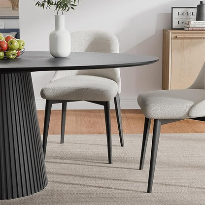Casaphoria 67" Oval Dining Table, Modern Wood Kitchen Table with Cone Shaped Stripe Base for Living Room & Dining Room, Easy Assembly Farmhouse Furniture for 4-6, Black