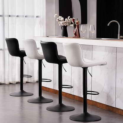 YOUNUOKE Counter Height Bar Stools for Kitchen Island 24 inch Metal Black Barstools Set of 2 Adjustable Swivel Counter Stool with Back