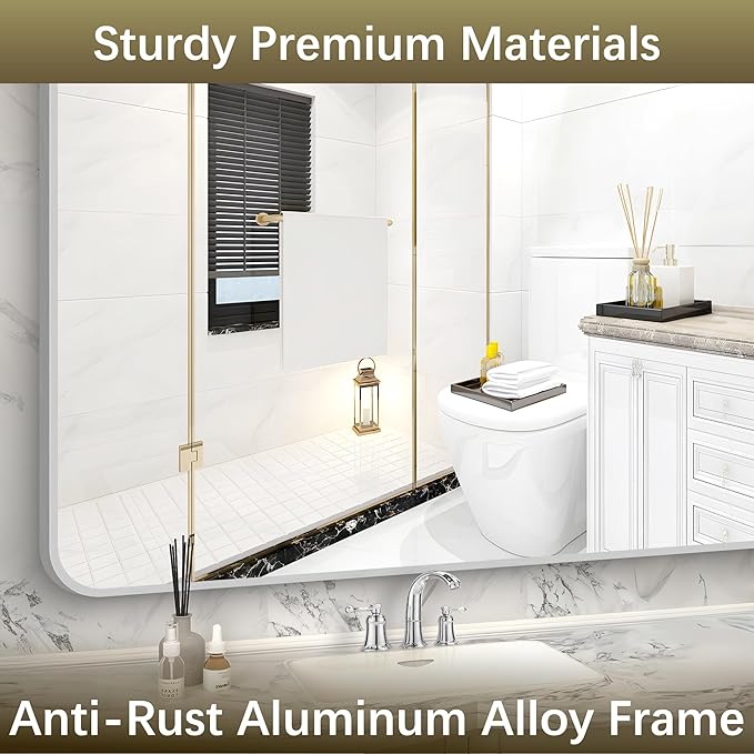 Arched Bathroom Mirror, 30"x40" Silver Arched Mirror, Wall Mounted Mirror, Silver Vanity Wall Mirror w/Metal Frame for Bedroom, Entryway, Living Room, Vertically Hanging or Leaning Against
