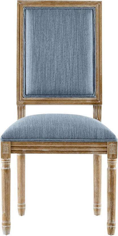 Christopher Knight Home Regina French Country Dining Chairs Set of 2, Wooden Dining Room Chair, High Back Kitchen Side Chair, Fabric Upholstered Armless Extra Seat, Slate Blue