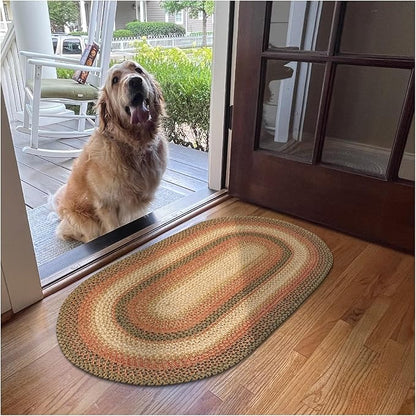 Russet Multi Color Jute Braided Oval Rugs, 27x45 - Warm Country Decor, Perfect for Laundry Rooms, Kitchens and Entryways - Reversible and Easy to Clean