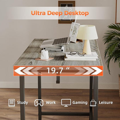 Rolling Computer Desk with Wheels, Gaming Desk for Small Spaces, Modern Simple Style Table for Home Office, Study Writing Table (Caster, Stone Gray, 40 inch)