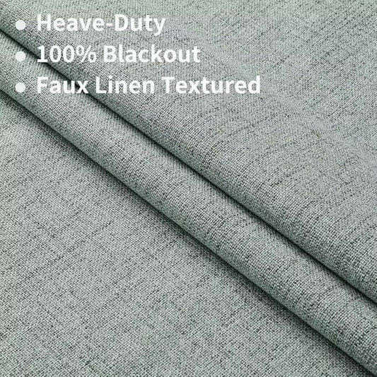 Joydeco Natural Linen Curtains 120 inch Length 2 Panels Set Burg 100% Blackout Patio Door Curtain Room Darkening Sliding Door Curtains Thermal Insulated Back tab Rod Pocket(105x120 inch, Sage Green)