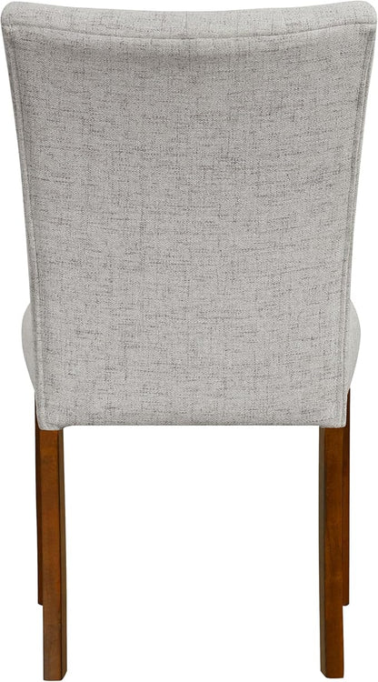 HomePop Button Tufted Fabric Dining Chairs - Neutral Textured Solid Woven (Set of 2)
