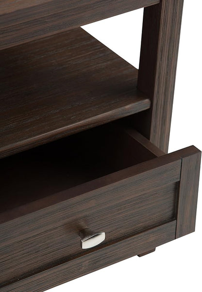 SIMPLIHOME Warm Shaker SOLID WOOD 20 inch Wide Rectangle Transitional End Side Table in Farmhouse Brown for the Living Room and Bedroom