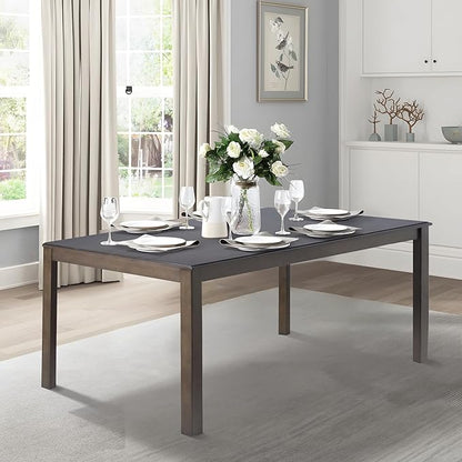 COLAMY Rectangular Dining Table Set for 6, Wood Dining Table for 6 with Chairs, 60 Inch Dining Table and Chairs for Kitchen, Dining Room, Brown