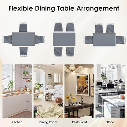 SogesPower Dining Table Set for 4, Wood Rectangular Kitchen Dining Table Set with 4 Chairs, 5-Piece Space-Saving Kitchen Table Set for Dining Room Small Space, Grey+White 43"