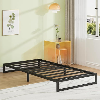 EMODA 7 Inch Twin Bed Frames No Box Spring Needed, Heavy Duty Metal Twin Platform Bed Frame, Noise Free, Easy Assembly, Black