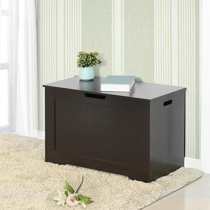VASAGLE Storage Chest, 29.9 Inches Width Storage Bench, Entryway Bench with 2 Safety Hinges, Shoe Bench, Farmhouse Style, for Entryway, Bedroom, Living Room, Espresso Brown ULHS11BR.