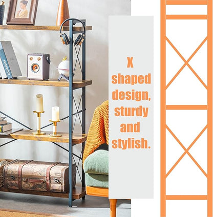 Bookshelf, 4 Tier Bookshelf, Tall Bookcase for Living Room, Home Office and Kitchen