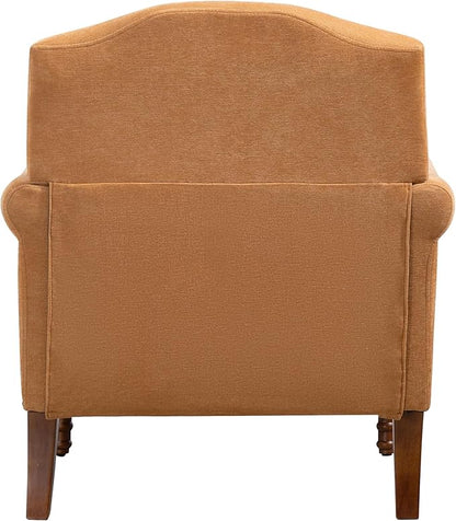 Ball & Cast Accent Chair with Nailhead Trim Armchair,Comfy Chenille Club Sofa Living Room Chairs w/Springs Cushions & Wood Legs,Traditional Single Couch for Bedroom,Farmhouse,Orange