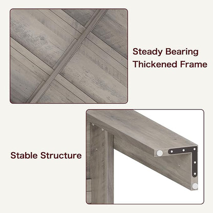 Dining Table for 4-6, 63" Wood Farmhouse Large Kitchen Table with Strong 4 Triangle Legs, Rectangular Dining Room Dinner Table with Sturdy Extra Support for Kitchen, Apartment, Retro Gray