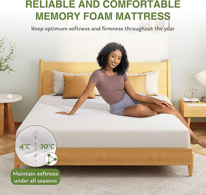 6 Inch Full Size Mattress for Kids, Memory Foam Mattress with Cooling Green Tea Gel, Relieve Pressure with Medium Firm Support, CertiPUR-US Certified, 75''L x 54''W, White