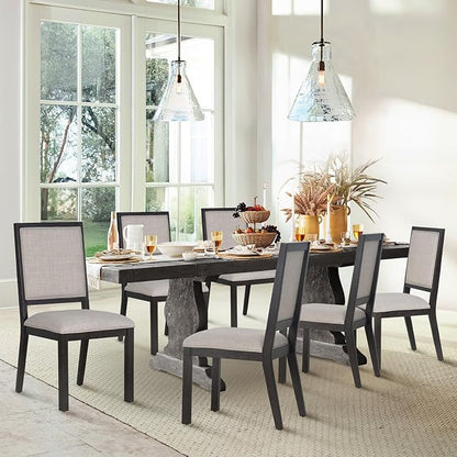 COLAMY Rectangular Dining Table Set for 6, Wood Dining Table for 6 with Chairs, 60 Inch Dining Table and Chairs for Kitchen, Dining Room, Brown