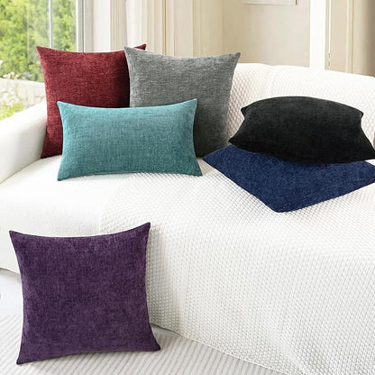 CaliTime Throw Pillow Covers Decorative 20 X 20 Inches Pack of 2 Cozy Chenille Cushion Cases for Couch Sofa Bed Living Room Home Medium Grey