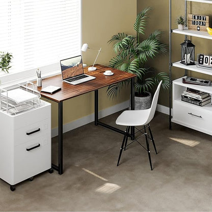 Coleshome 40 Inch Computer Desk, Modern Simple Style Desk for Home Office, Study Student Writing Desk, Deep Brown