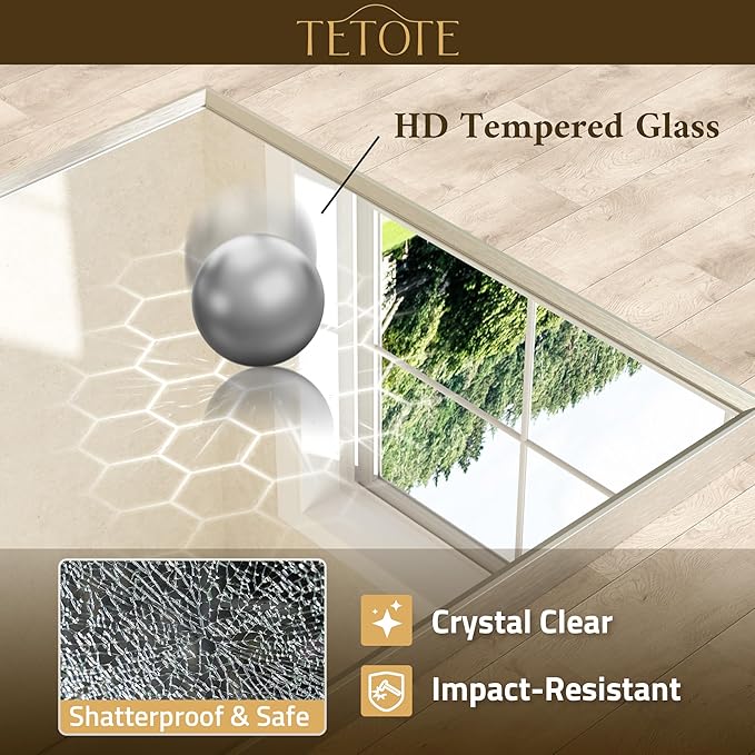 TETOTE Brushed Nickel Bathroom Mirror 48" x 30" Beveled Frame Rectangle Bathroom Vanity Wall Mirror for Over Sink, Tempered Glass, Stronger Frame, Modern Farmhouse Bedroom, Entryway, Living Room