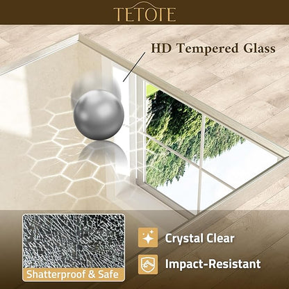 TETOTE Brushed Nickel Bathroom Vanity Mirror 48" x 36" Beveled Framed Bathroom Wall Mirror for Over Sink Brushed Nickel, Tempered Glass, Modern Farmhouse Bedroom, Entryway, Living Room