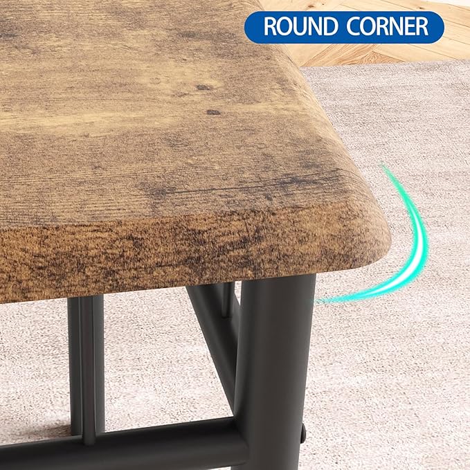 GAOMON Dining Table Set for 4, Rectangle Kitchen Table with 4 Wood Chairs Set for 4, 5-Piece Compact Apartment Kitchen & Dining Room Set Furniture for Small Spaces, Space-Saving, Rustic Brown