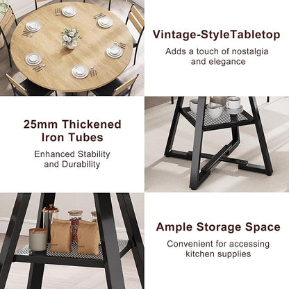 51'' Round Dining Table for 6,Kitchen Dining Room Circle Dinner Pedestal Table,Space Saving Wood Kitchen & Dining Room Furniture (Natual Wood, 51In)