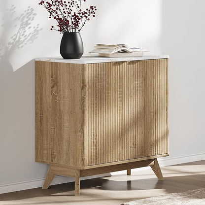 Buffet Cabinet with Storage, Fluted Multifunctional Storage Cabinet with 2 Doors, Sideboard Cabinet with Doors Modern Buffet Table Accent Coffee Bar Console Table,fluted buffet cabinet