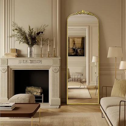 G-LEAF Vintage Full Mirror 22"X65", Victorian Antique Baroque Mirror with Brush Gold Ornate Metal Frame for Fireplace Entryway Living Room Hallway Bathroom