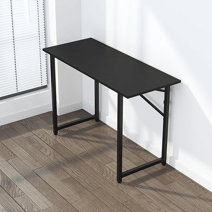Folding Computer Desk 47 inch Writing Gaming Computer Camping Table, No Assembly Required Home Office Desk, Black