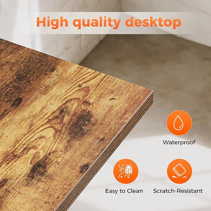 Computer Desk 55 X 24 inch, Gaming Desk for Small Spaces, Modern Simple Style Table for Home Office, Study Student Writing Table (Shelf, Dark Brown, 55 inch)