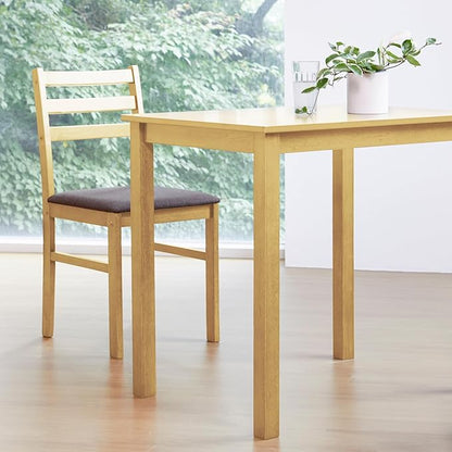 Livinia Seattle Modern Farmhouse Kitchen Dining Room Chair Set of 2, Solid Wood Fabric Upholstered Cushion Seat Wood Ladder Back Chairs (Natural)