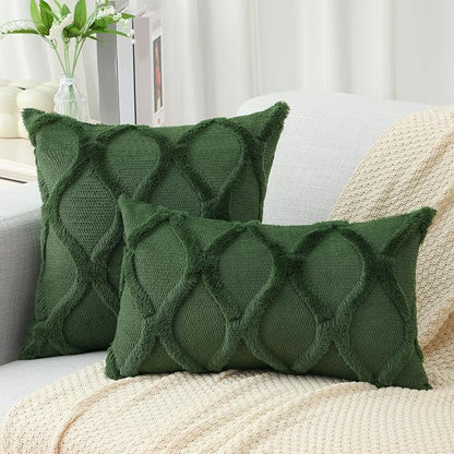 decorUhome Throw Pillow Covers 20x20 Inch Set of 2, Soft Plush Faux Fur Wool Forest Elf Couch Pillow Covers, Decorative Neutral Pillow Cases for Bed Sofa Living Room Home Decor
