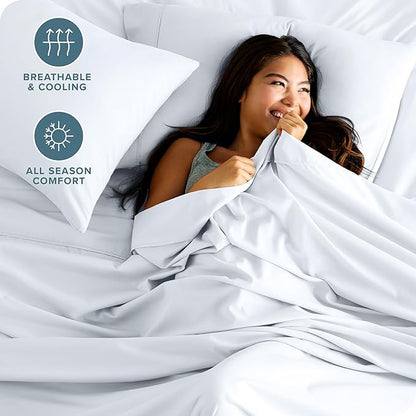 Bare Home California King Sheet Set - 1800 Ultra-Soft Microfiber Cal King Bed Sheets - Double Brushed - Deep Pockets - Easy Fit - 4 Piece Set - Bed Sheets (California King, White)