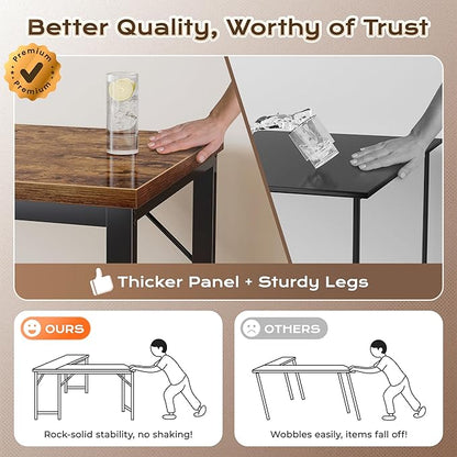 Huuger 63 Inch L Shaped Desk with 0.95 Inch Thicker Desktop, Reversible Computer Desk, Larger Corner Office Gaming Desk, Robust Metal Frame, for Home Office, Rustic Brown