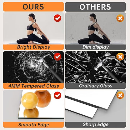 Hasipu 71''x31'' Home Gym Mirror Large Full Length Wall Mounted Full Body Mirror for Yoga Dance Fitness Exercise Studio Bedroom Garage, Frameless Tempered Glass Workout Mirrors Black Rectangular