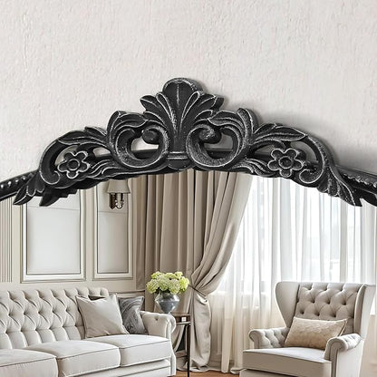 Micasso Black Large Vintage Mirror, 40"x 30" French Baroque Antique Arched Wall Mounted Mirror Decorative Ornate Entryway Mirror for Wall Decor, Living Room, Hallway