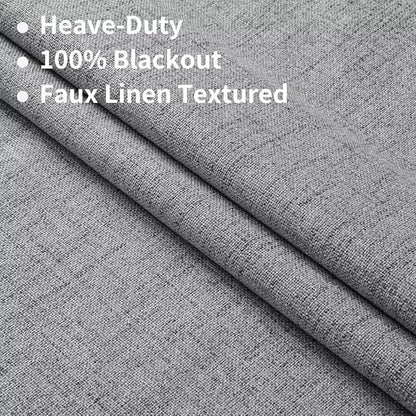 Joydeco Natural Linen Curtains 84 inch Length 2 Panels Set Burg 100% Blackout Patio Door Curtain Room Darkening Sliding Door Curtains Thermal Insulated Back tab Rod Pocket(105x84 inch, Light Grey)